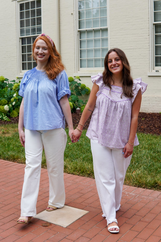 Powder Blue Poplin Top