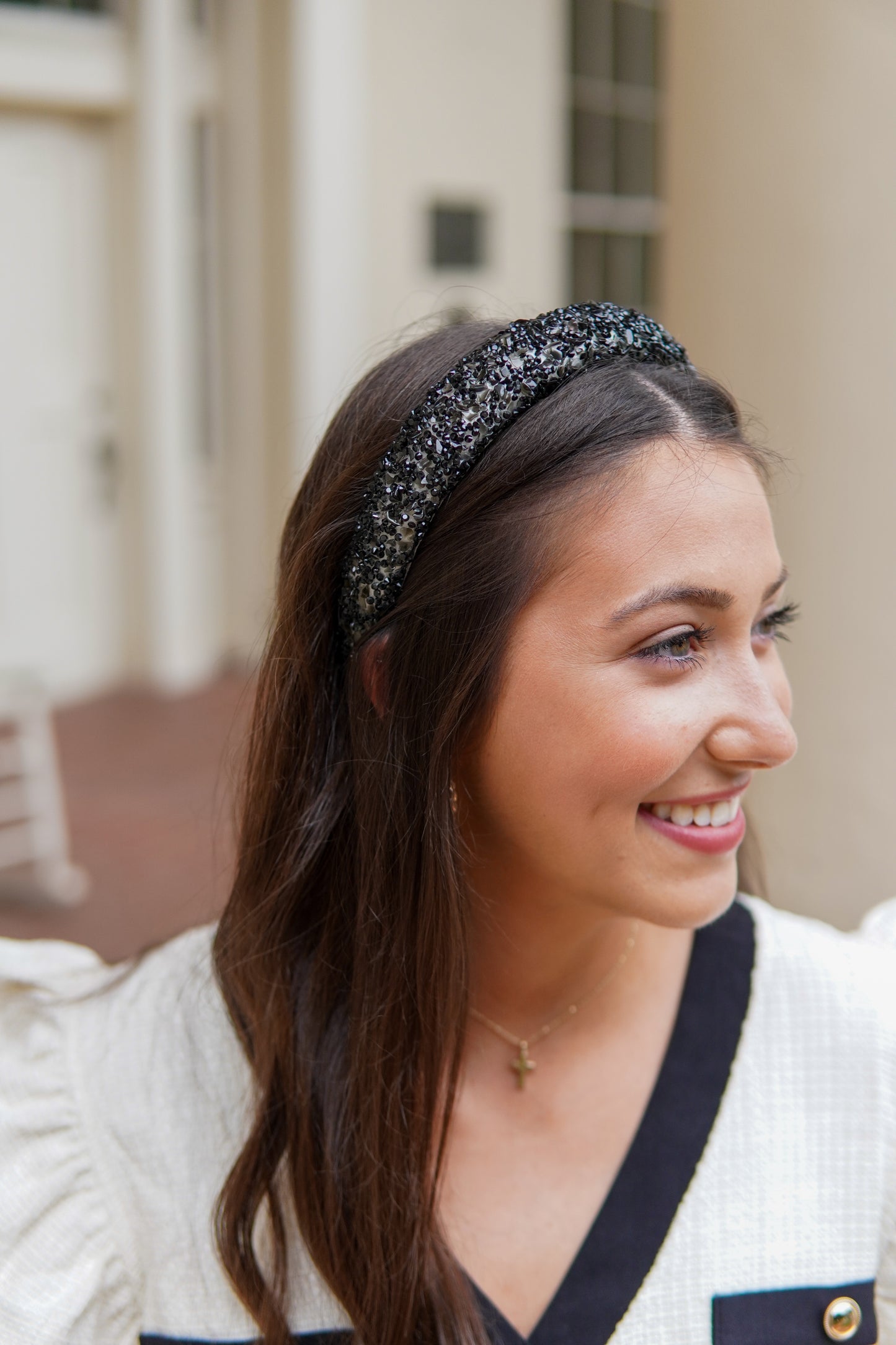 Sophie Glitter Headband in Black