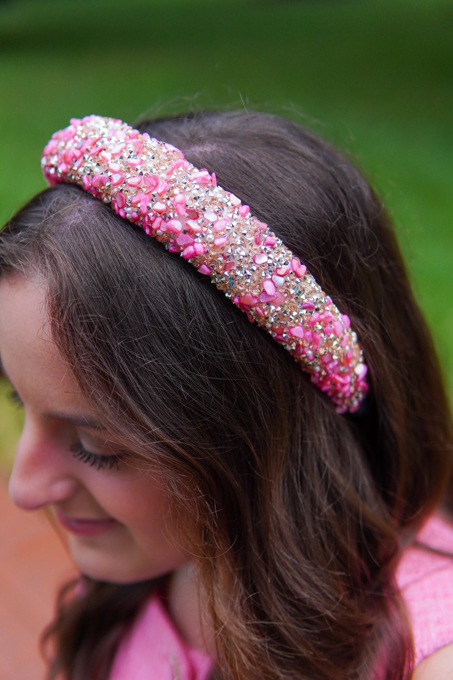 Sophie Glitter Headband in Pink + Gold