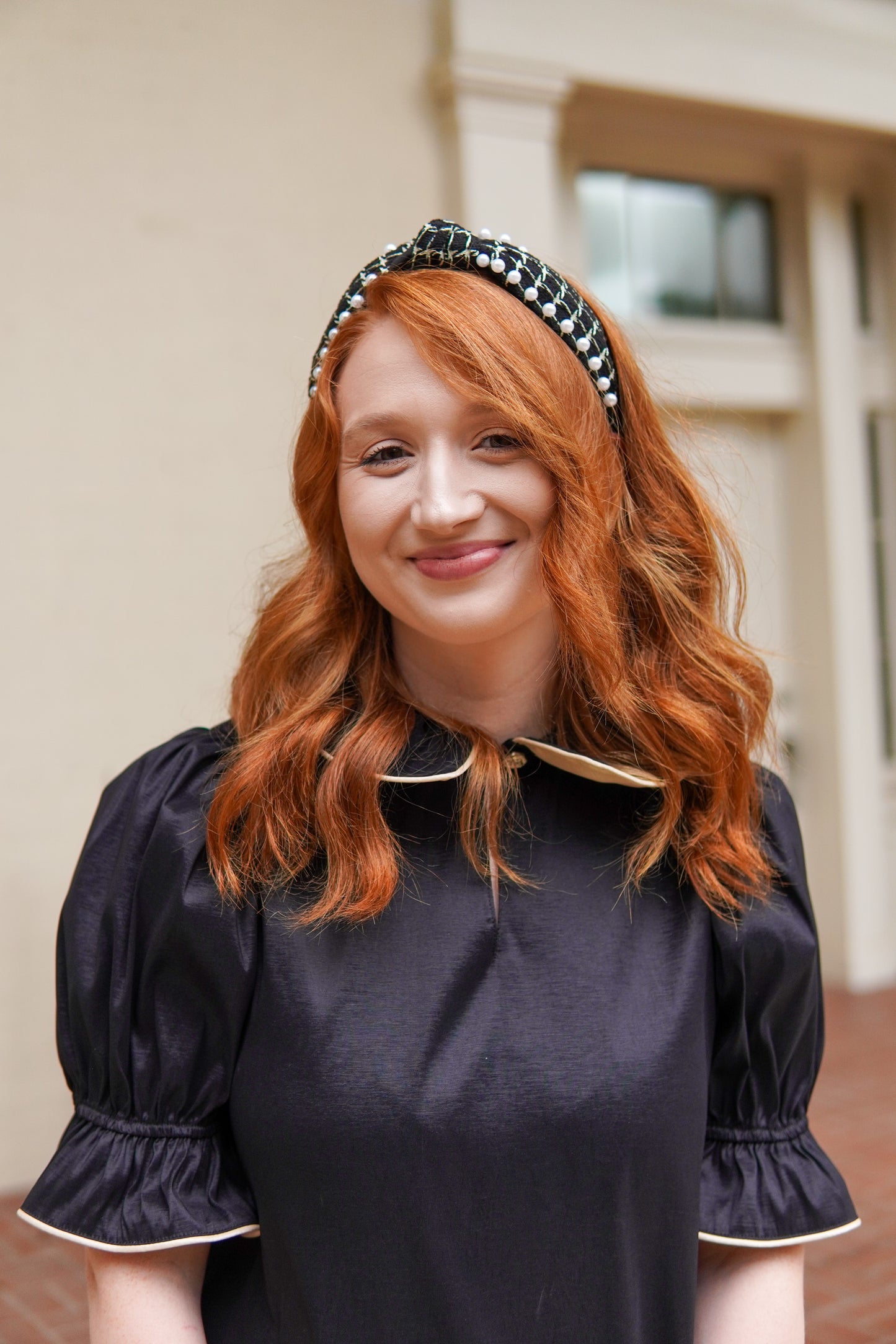 Charlotte Pearl Headband in Black