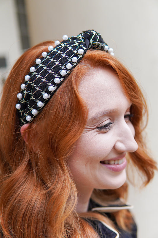 Charlotte Pearl Headband in Black