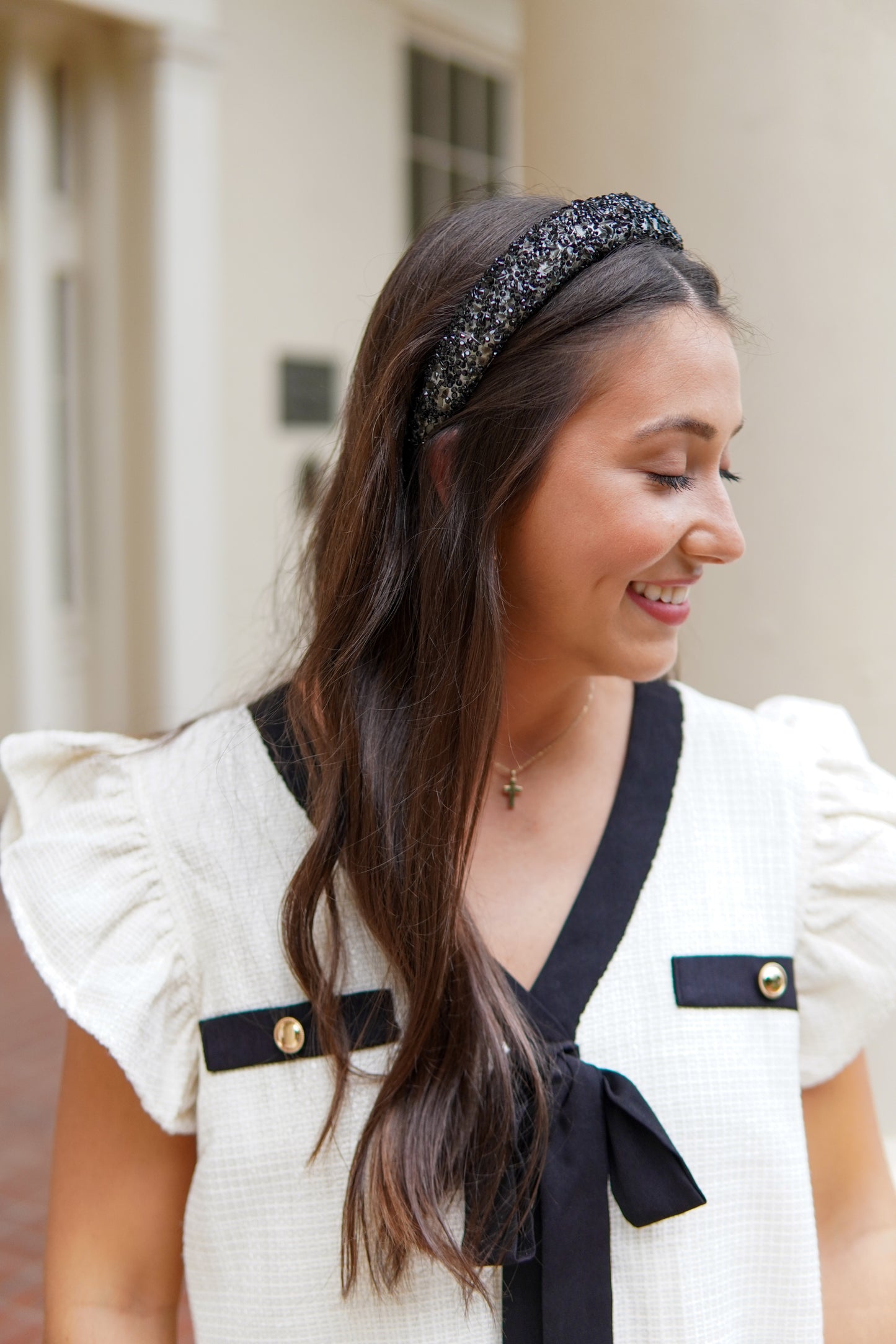 Sophie Glitter Headband in Black