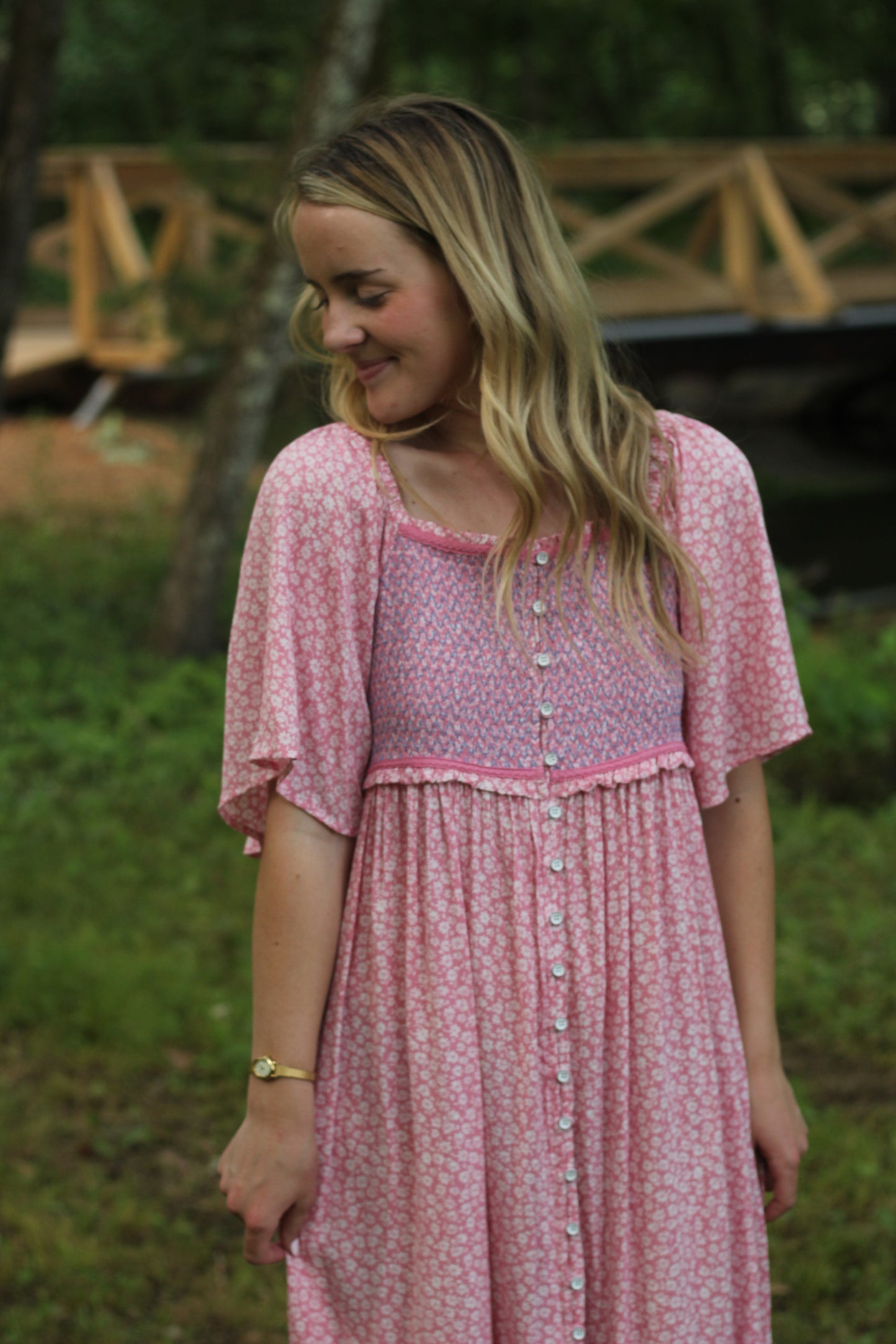 Field Dress in Pine & Peony