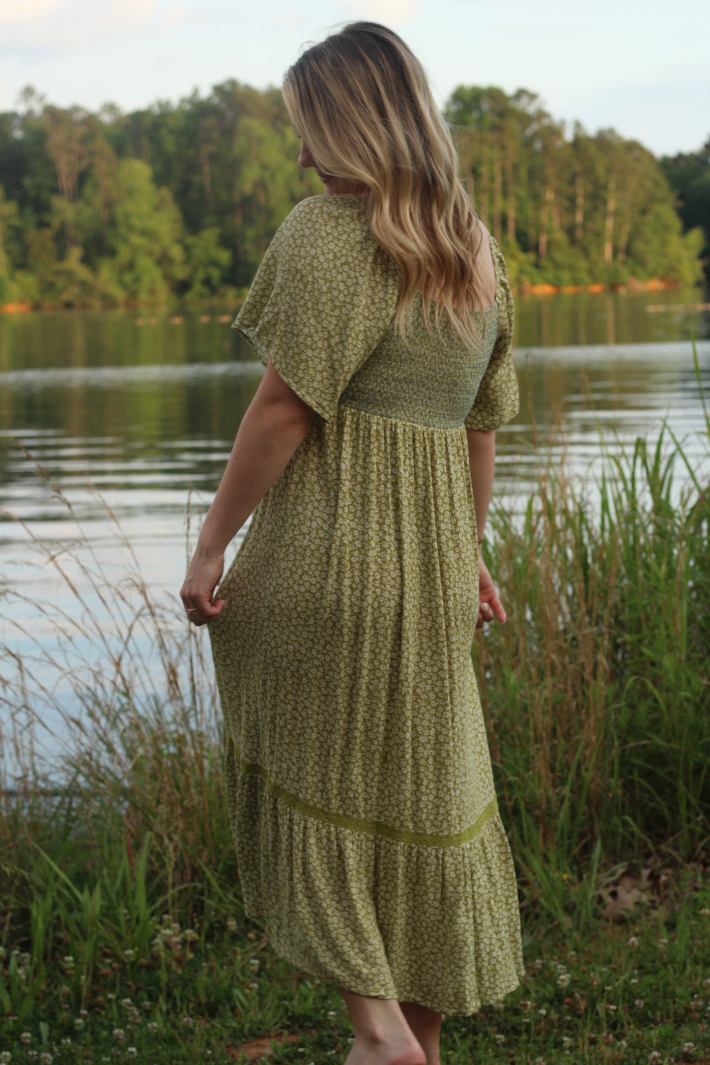 Field Dress in Pine & Peony